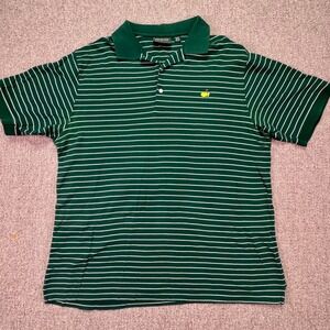 Masters Collection Mens XL Green White Striped Pima Cotton Golf Polo Shirt